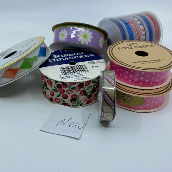 Ribbon lot gift wrap crafting scrapbooking assorted colors and patterns - Picture 9 of 13